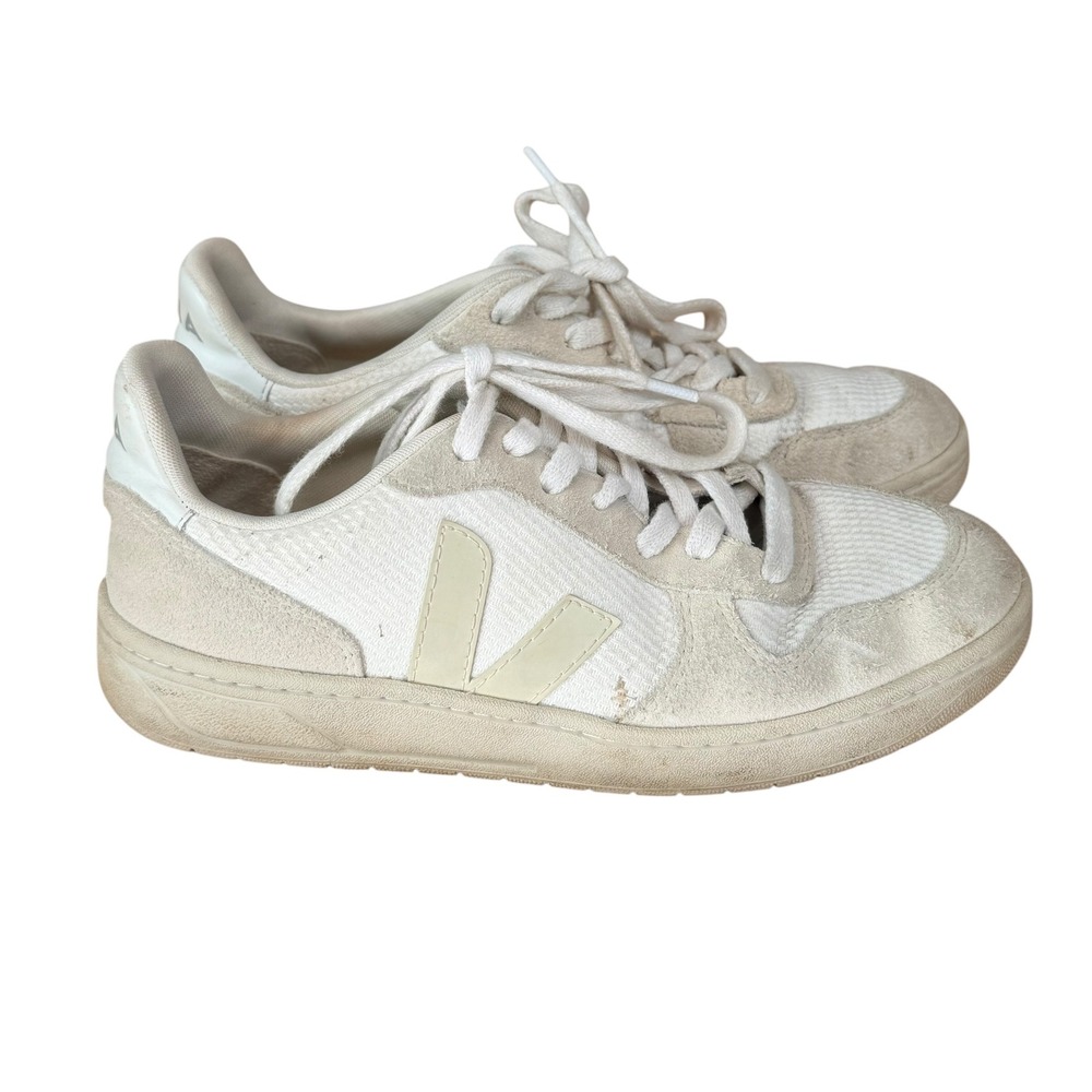 Veja V-10 B-Mesh Sneakers White Natural‎ Suede Low Top Womens 7 EUR 38